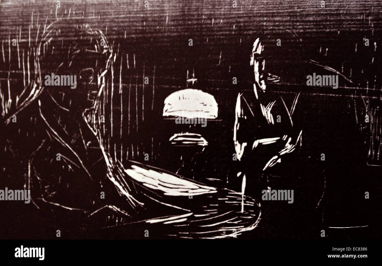 Lavoro intitolato Intrattenimento Serale In Hvidsten dall artista norvegese Edvard Munch (1863-1944). Questo lavoro è stato prodotto nel 1911. Foto Stock