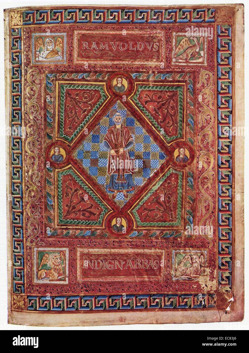 Il Codex Aureus di San Emmeram. 9th-secolo illuminato Libro del Vangelo. Esso è chiamato dopo Emmeram di Ratisbona e generosamente illuminato Foto Stock