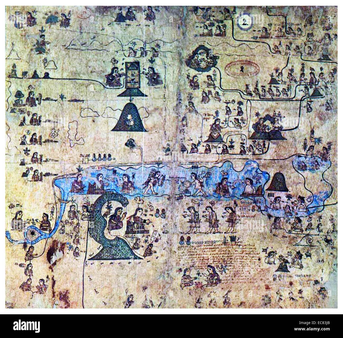 Il Codex Xolotl è un post conquista cartografica codex azteca, pensa che hanno avuto origine prima del 1542 Foto Stock