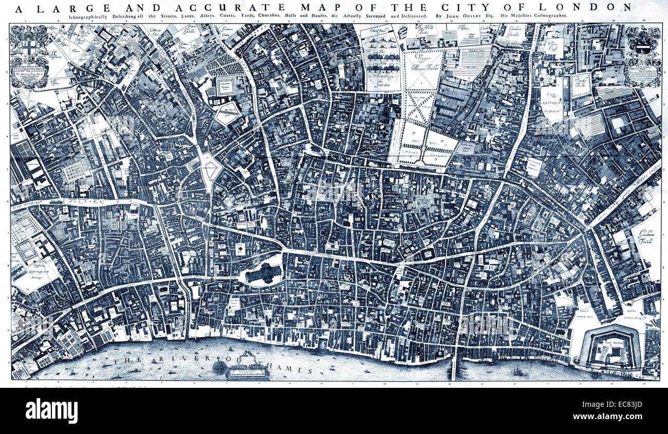 Città di Londra' Mappa da Ogilby e Morgan. 1677 Foto Stock