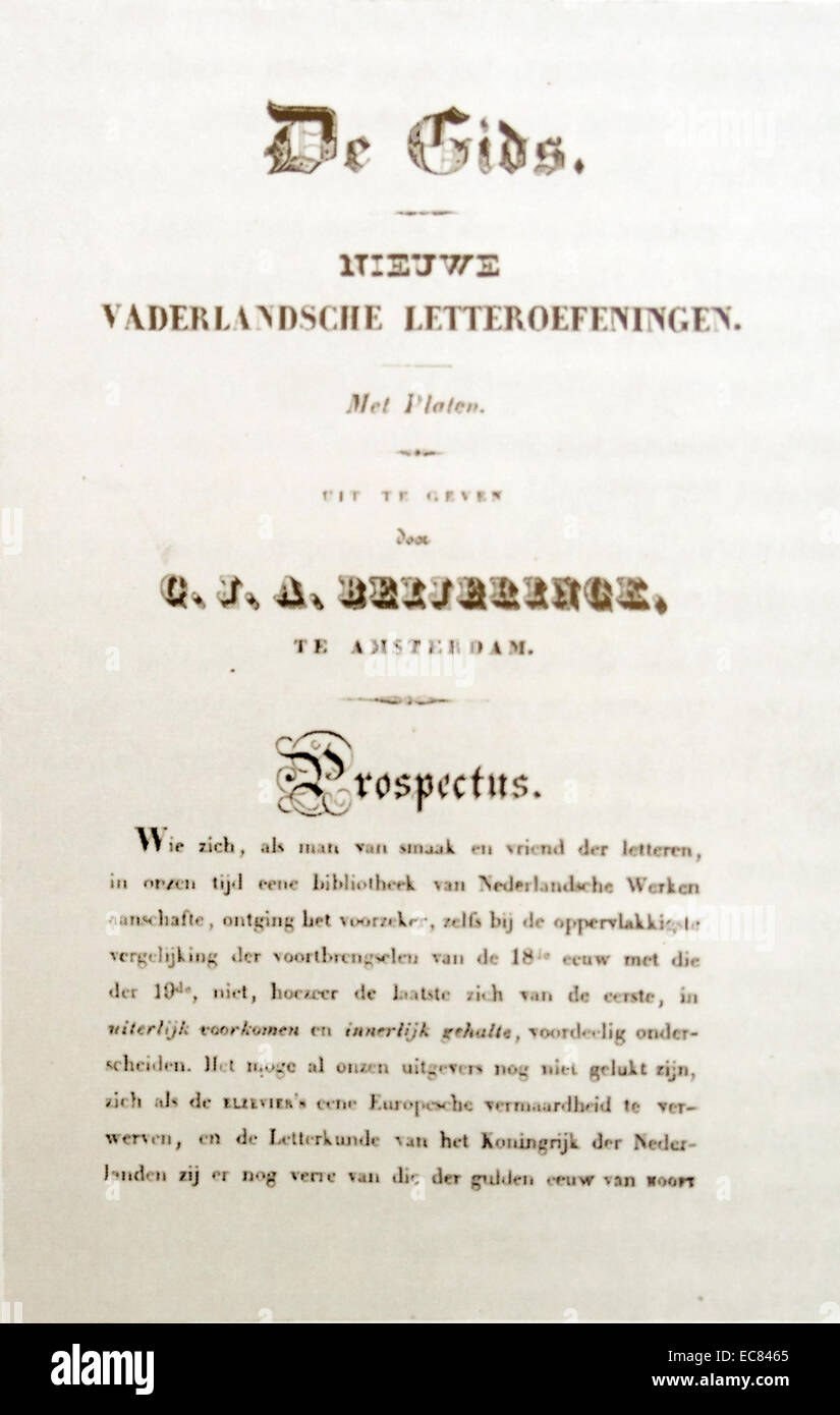 G.J.A. Beijerinck (1837-1841); editore di 'De Gids' un olandese culturale e rivista letteraria 1837 . Foto Stock