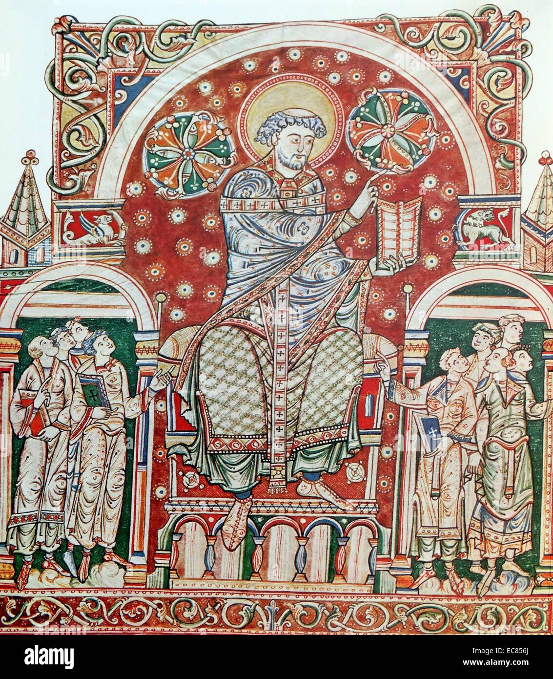 Il murale intitolato 'St Agostino De Civitate Dei". Datata XI secolo. Foto Stock
