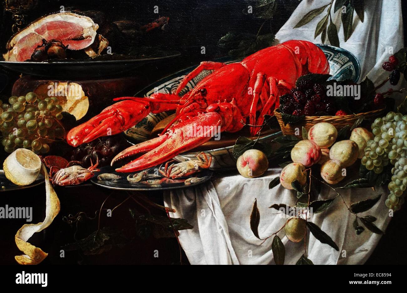 Pittura intitolato "banchetto ancora in vita". Dipinto da Adriaen van Utrecht (1599-1652). Risalenti al XVII secolo Foto Stock