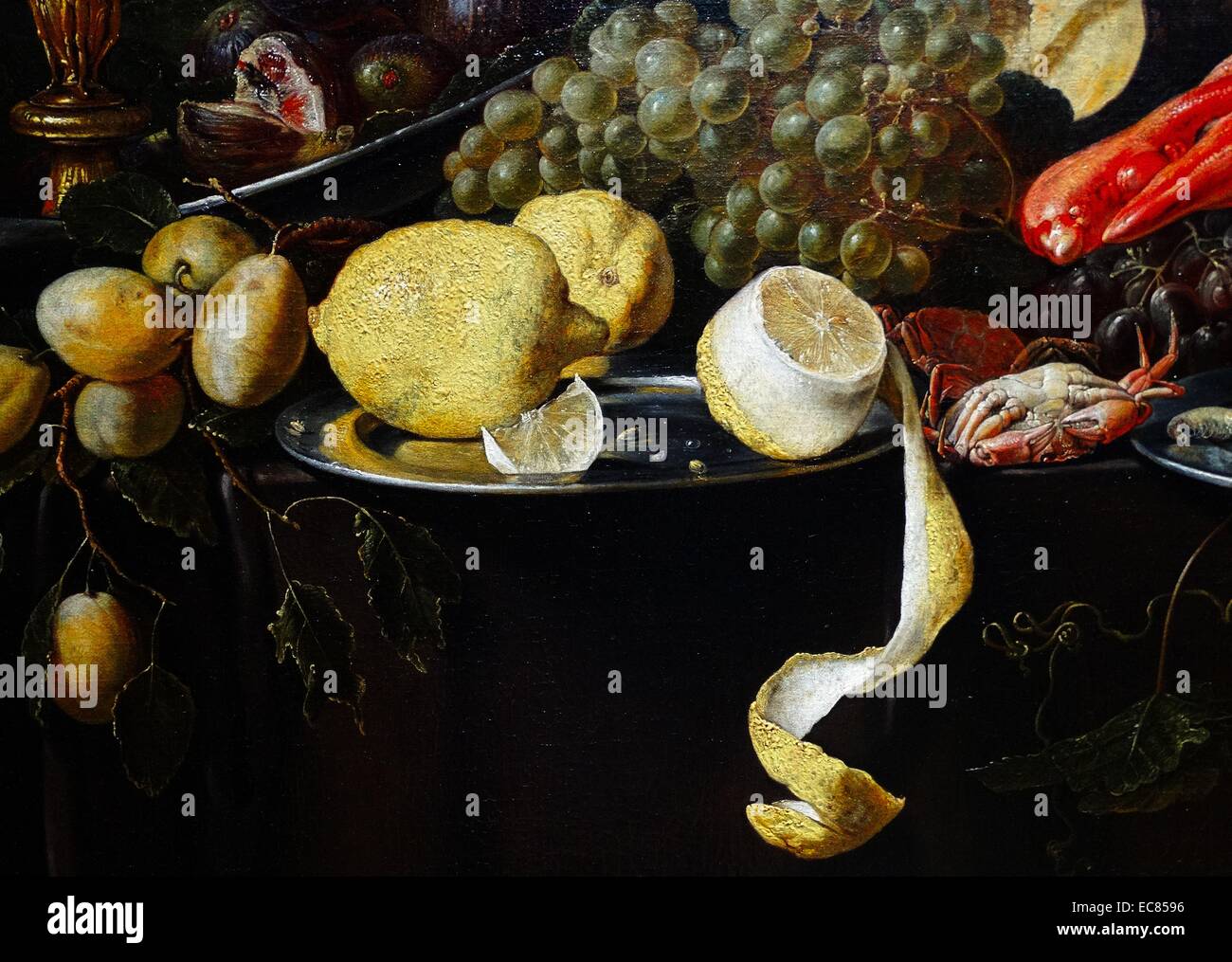 Pittura intitolato "banchetto ancora in vita". Dipinto da Adriaen van Utrecht (1599-1652). Risalenti al XVII secolo Foto Stock