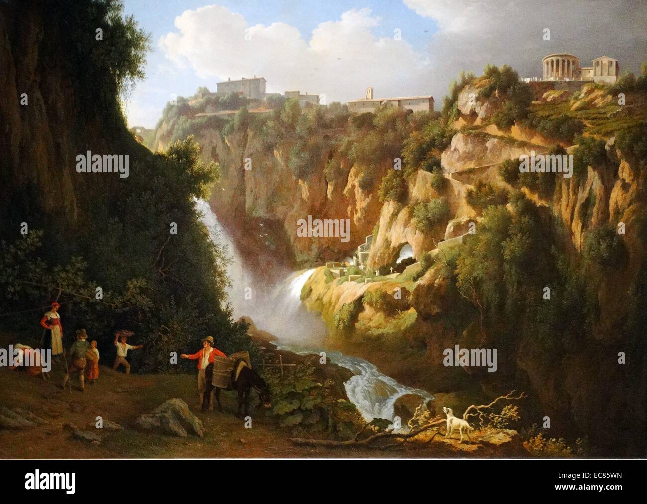 La verniciatura della cascata a Tivoli, Italia. Dipinto da Abraham Teerlink (1776-1857). Datata 1824 Foto Stock