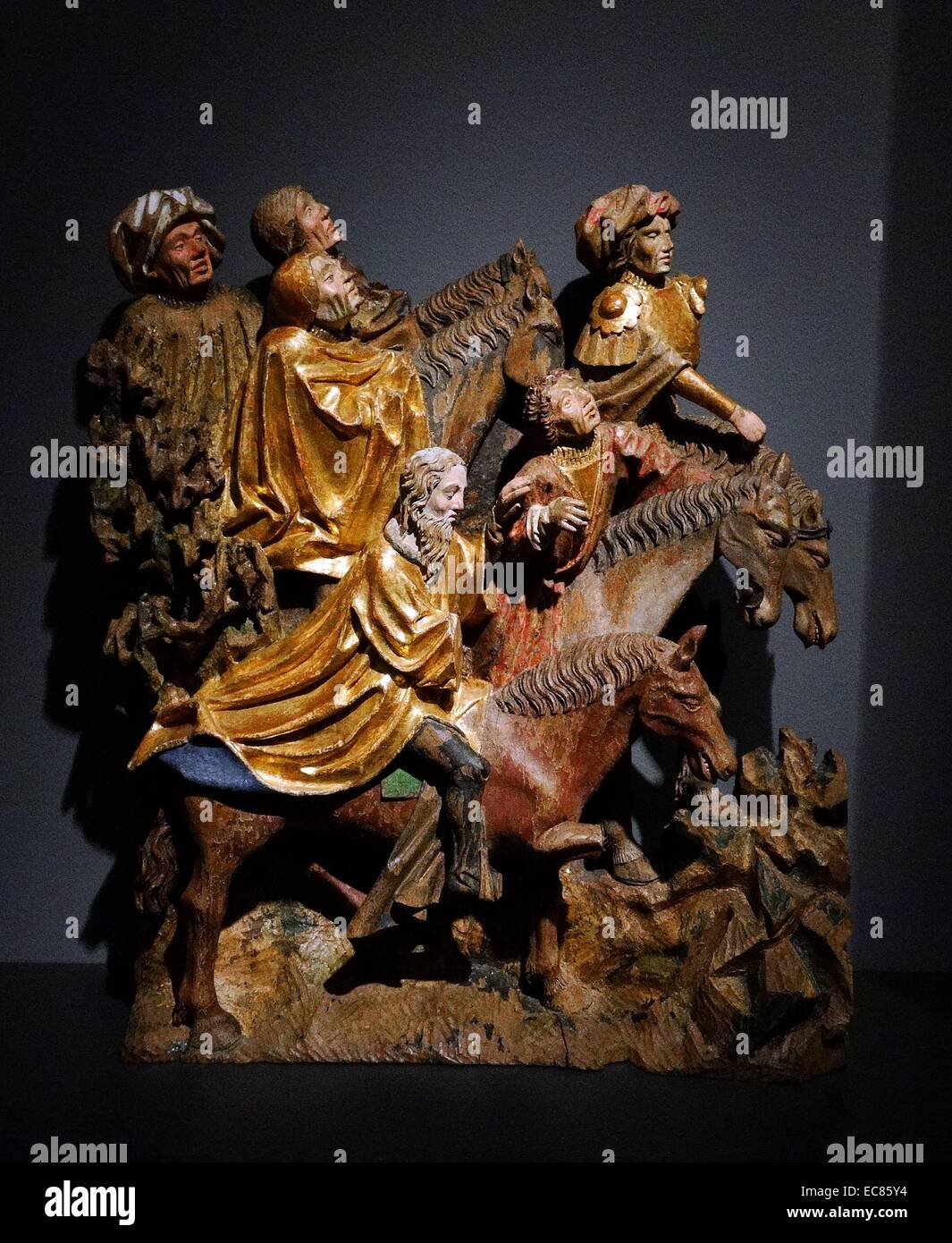 Due gruppi di cavalieri da una scena della crocifissione. Datata xv secolo Foto Stock