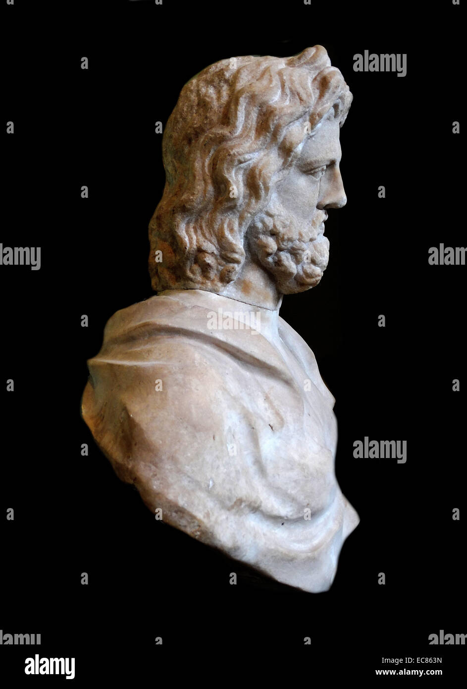 Busto in marmo di un dio (Giove) Romana 100-300 d.c. Foto Stock