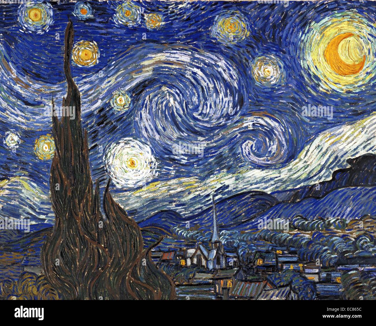 Notte stellata" di Vincent Van Gogh (1853-1890) un post-pittore impressionista di origine olandese. Datata 1889. Foto Stock