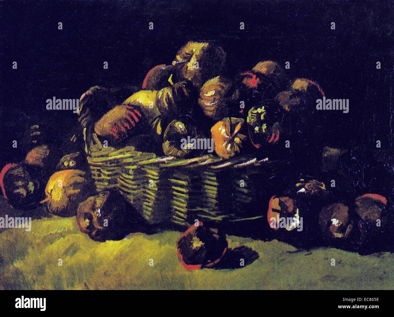 Still-Life con Apple-Basket' di Vincent Van Gogh (1853-1890) un post-pittore impressionista di origine olandese. Datata 1885. Foto Stock