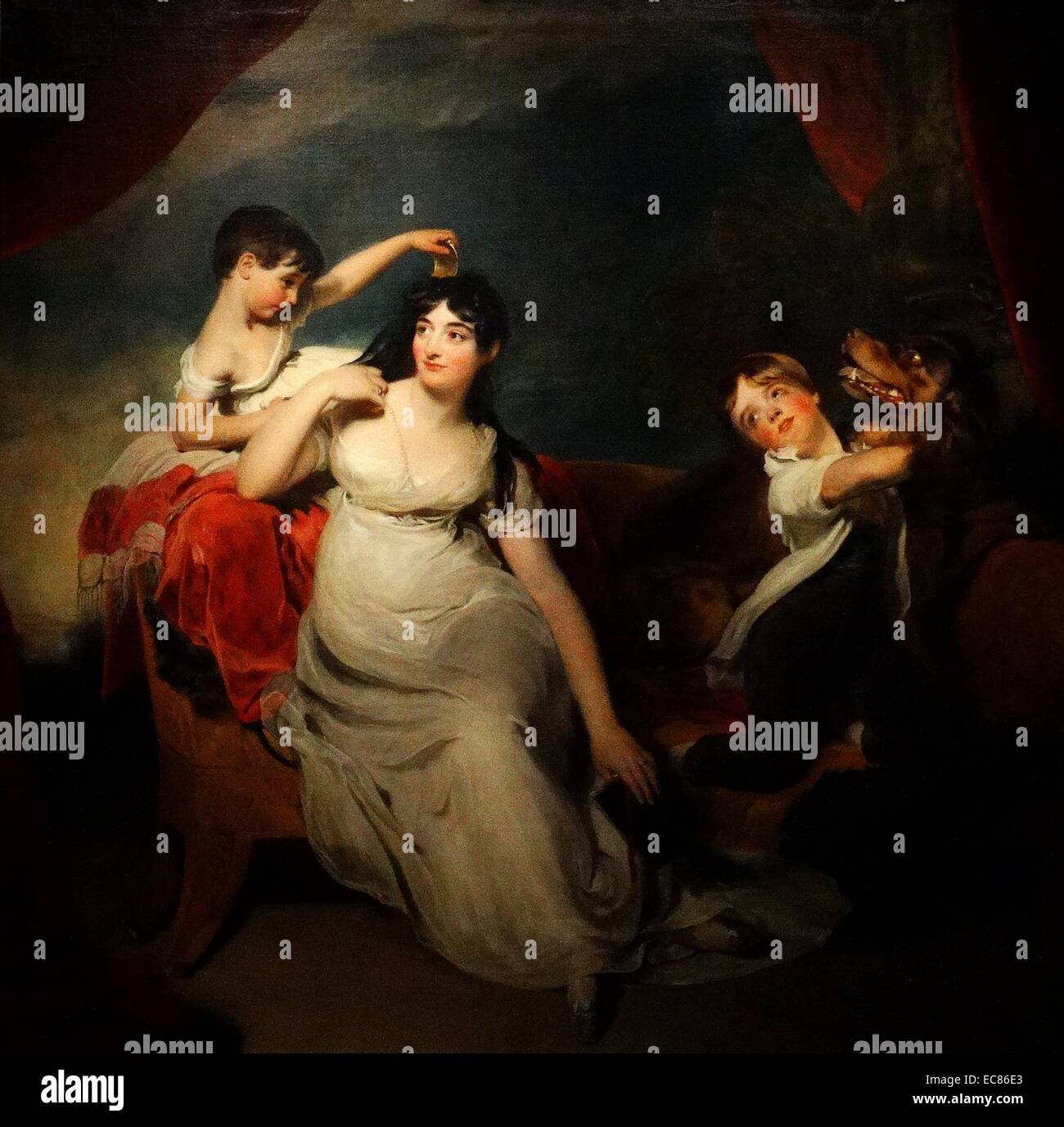 La pittura della Signora Henry Baring e i suoi figli. Dipinto da Sir Thomas Lawrence (1769-1830) inglese ritratto pittore e presidente della Royal Academy. Datata 1817 Foto Stock