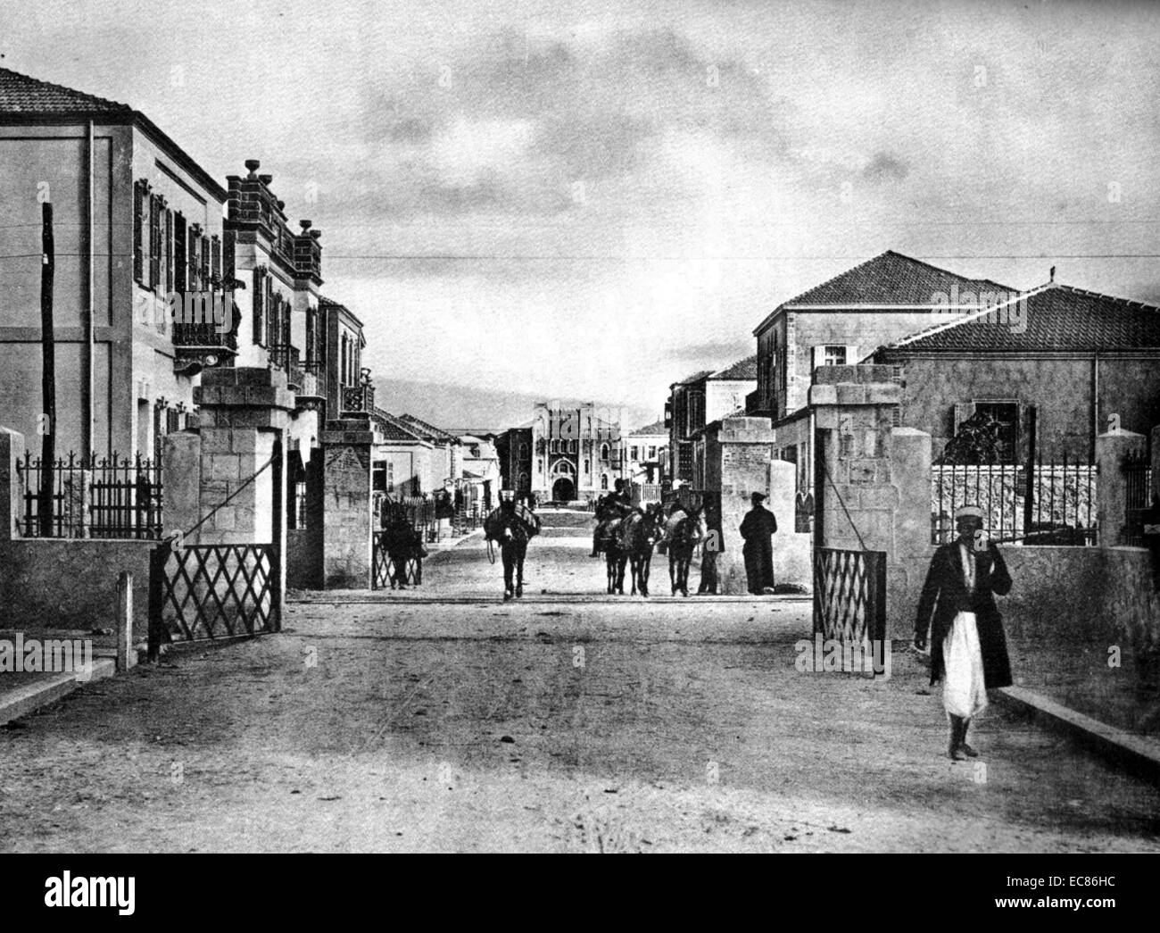Fotografia di Herzl Street, Tel-Aviv, Palestina. Datata 1913 Foto Stock
