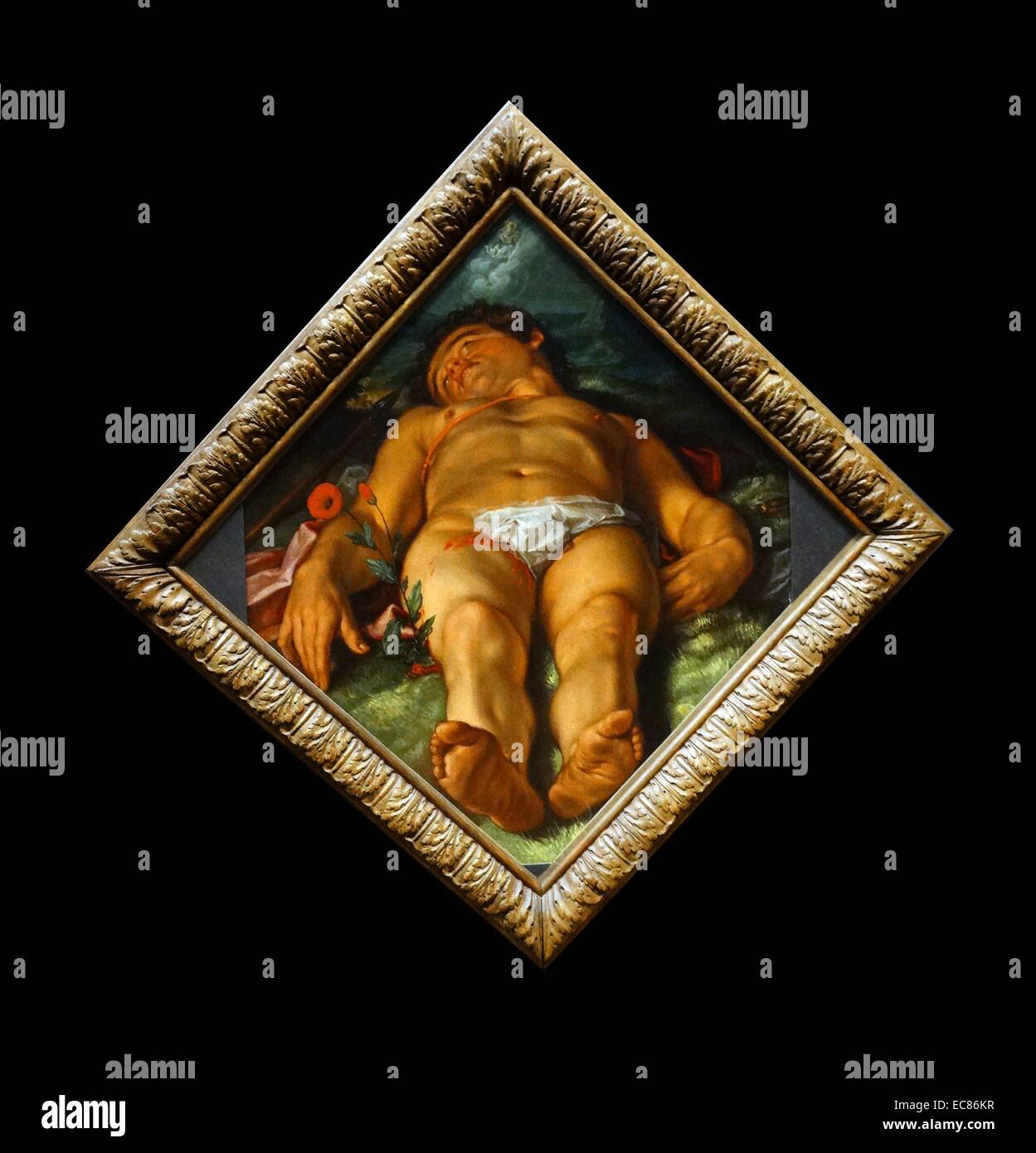 Pittura intitolata 'L'Adone morente". Dipinto da Hendrick Goltzius (1558-1617) pittore olandese. Risalenti al XVII secolo Foto Stock