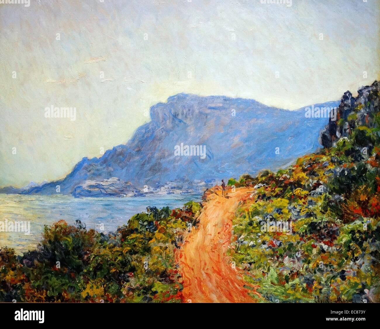 Pittura intitolato da "La Corniche vicino a Monaco' dipinta da Claude Monet (1840-1926) francese pittore impressionista. Datata 1884 Foto Stock