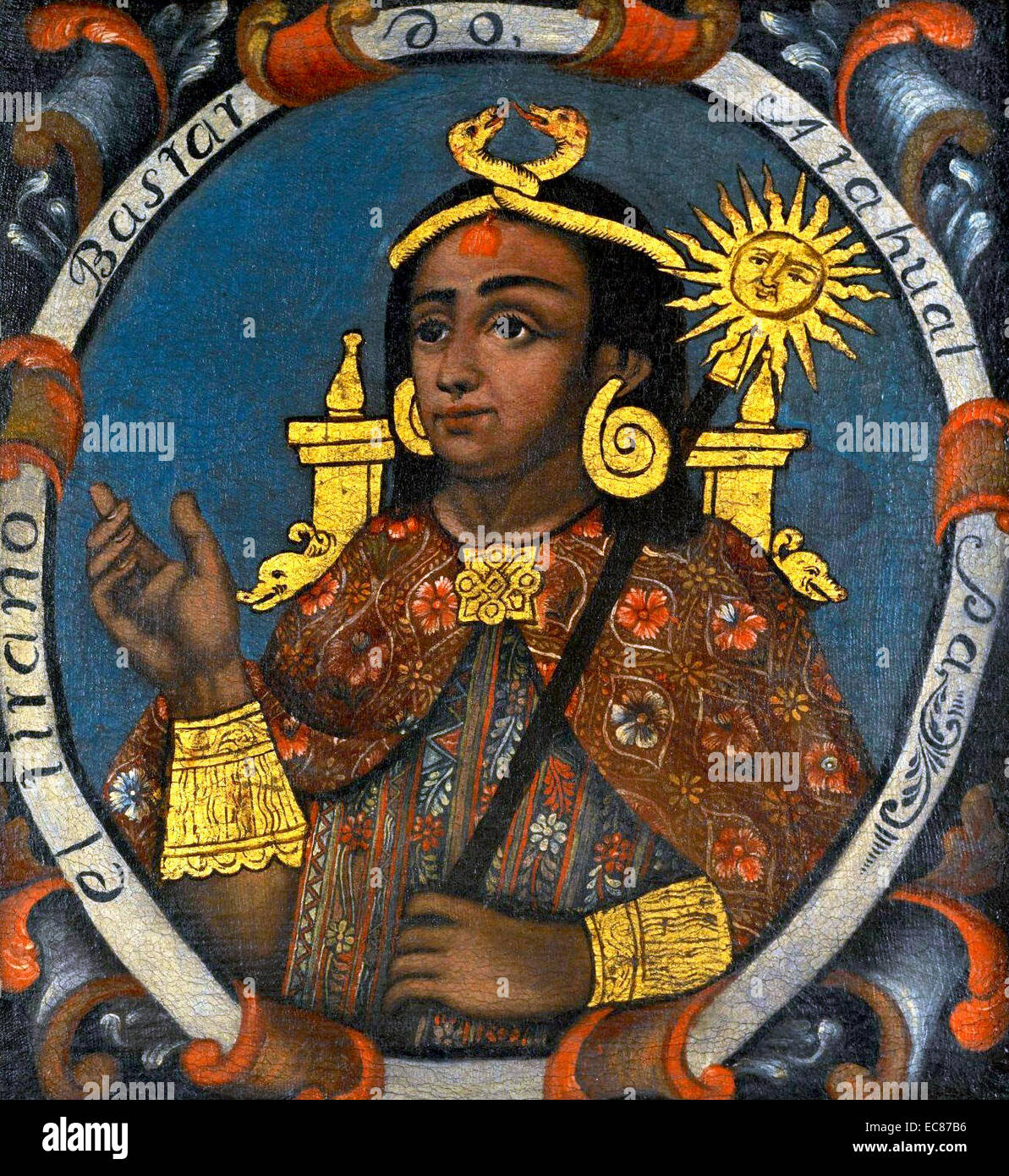 Ritratto di Atahualpa (1500-1533) Ultimo Sapa imperatore Inca prima della conquista spagnola. Datata XVI Secolo Foto Stock