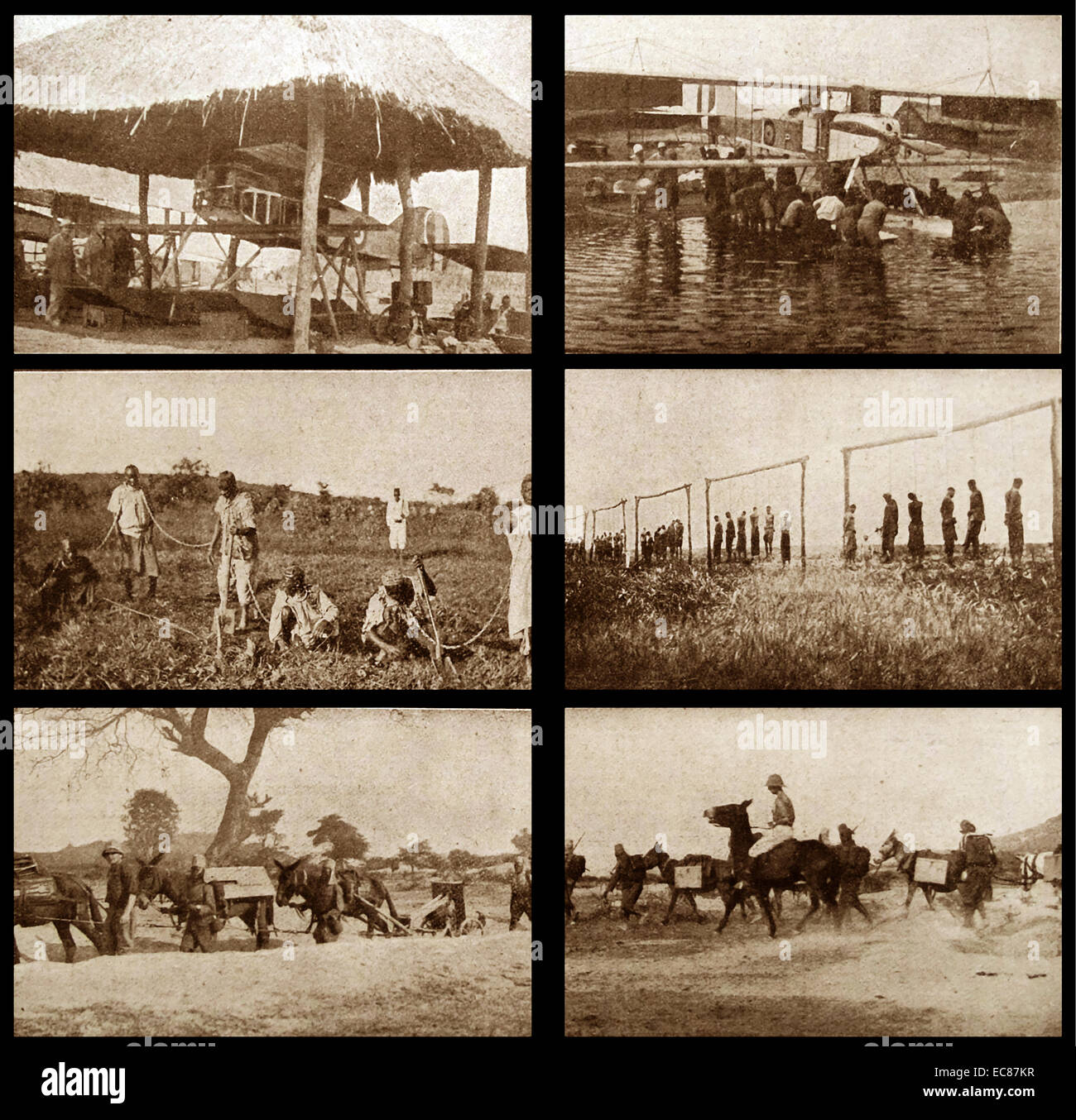 Scene da la conquista del tedesco in Africa orientale (Tanganica) ora in Tanzania. Datata 1914 Foto Stock