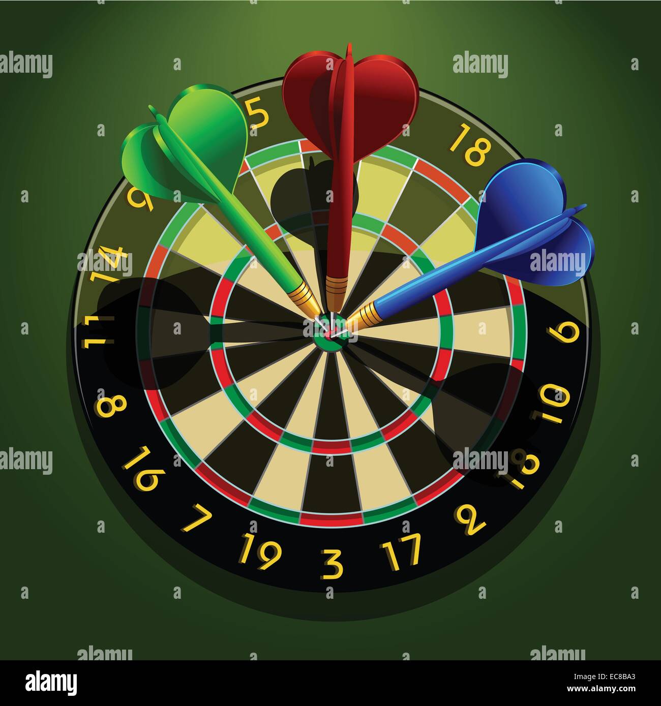 Dartboard con freccette nel concetto di centro business acumen successo illustrazione vettoriale Illustrazione Vettoriale