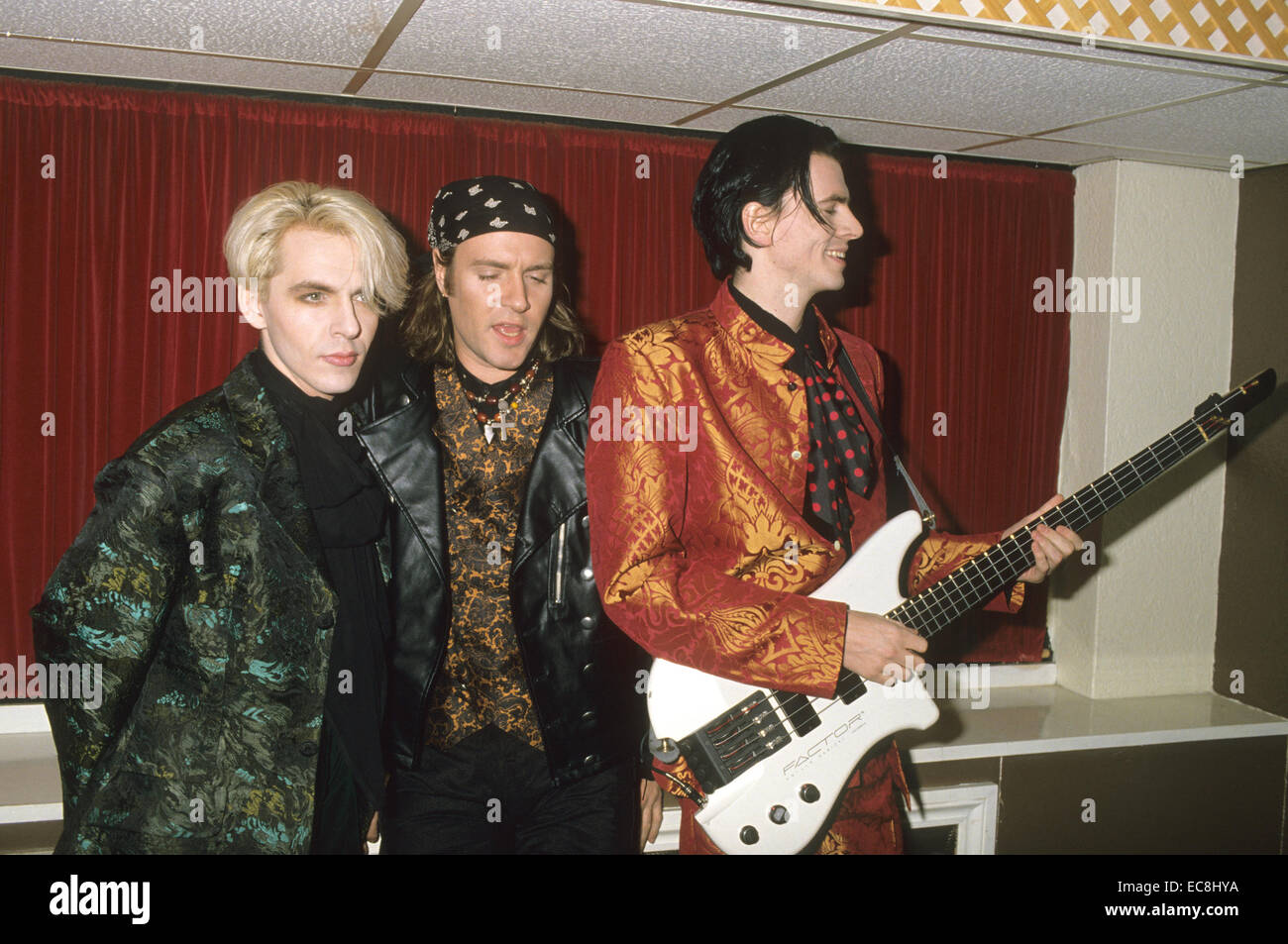 DURAN DURAN REGNO UNITO gruppo pop circa 1987 con da sinistra: Nick Rhodes,Simon Le Bon, John Taylor Foto Stock