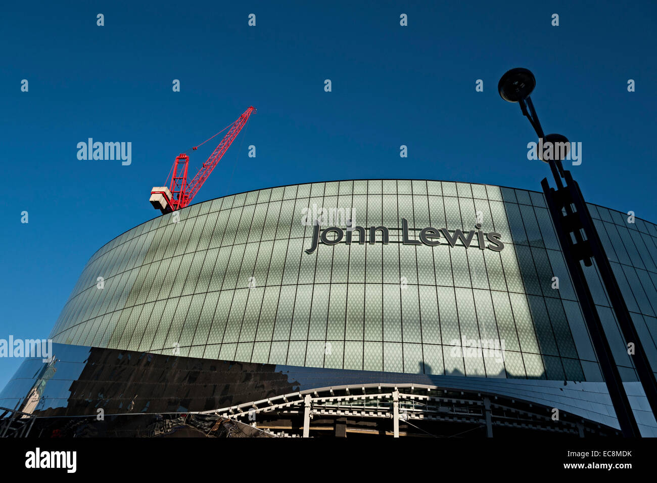 Birmingham shopping natalizio John Lewis Store segno come parte del nuovo sviluppo di strada 8 dicembre 2014 Foto Stock