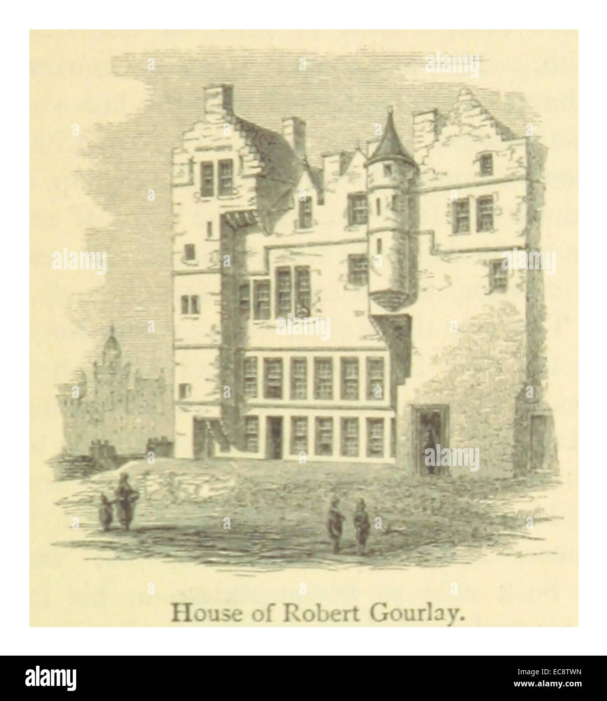 Questa illustrazione del 1869 di Chambers raffigura la Casa di Robert Gourlay, una figura notevole nella storia canadese. La casa simboleggia i primi coloni e la vita coloniale in Canada durante il XIX secolo. Foto Stock