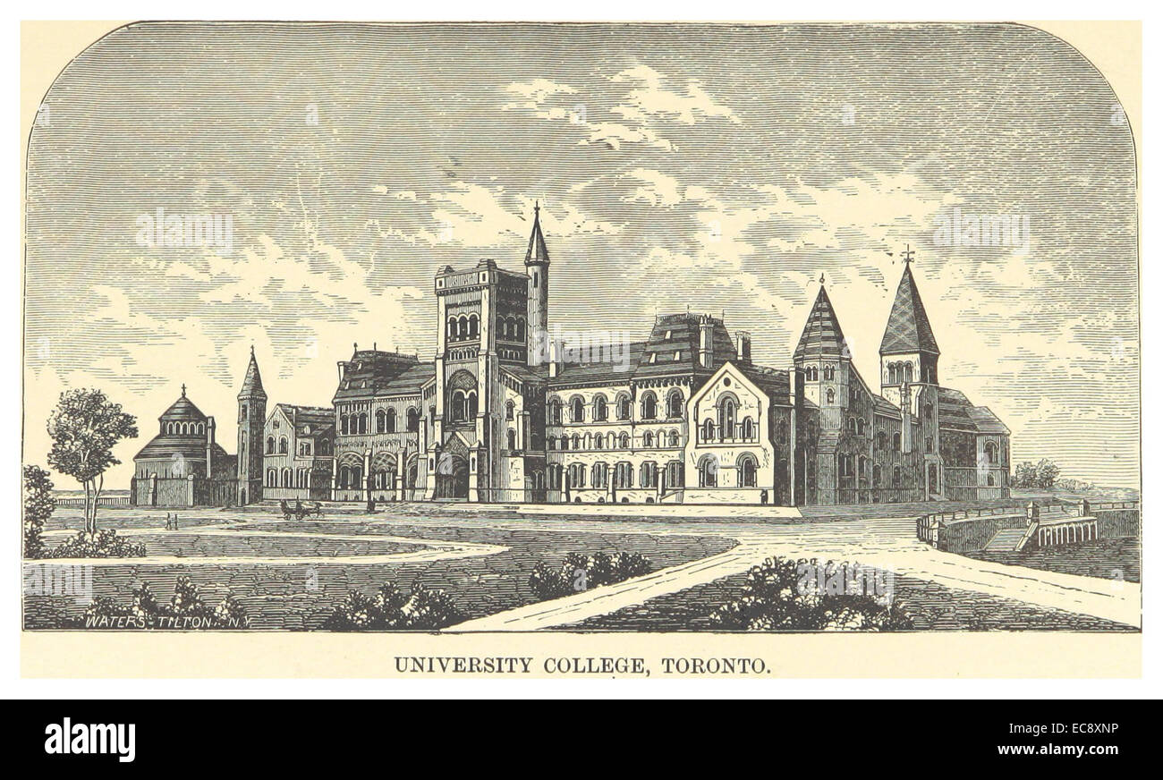 Pagina 407 del lavoro di Dent del 1881 ritrae l'University College di Toronto, mostrando il design architettonico e il significato di una delle più importanti istituzioni educative del Canada nel XIX secolo. Foto Stock