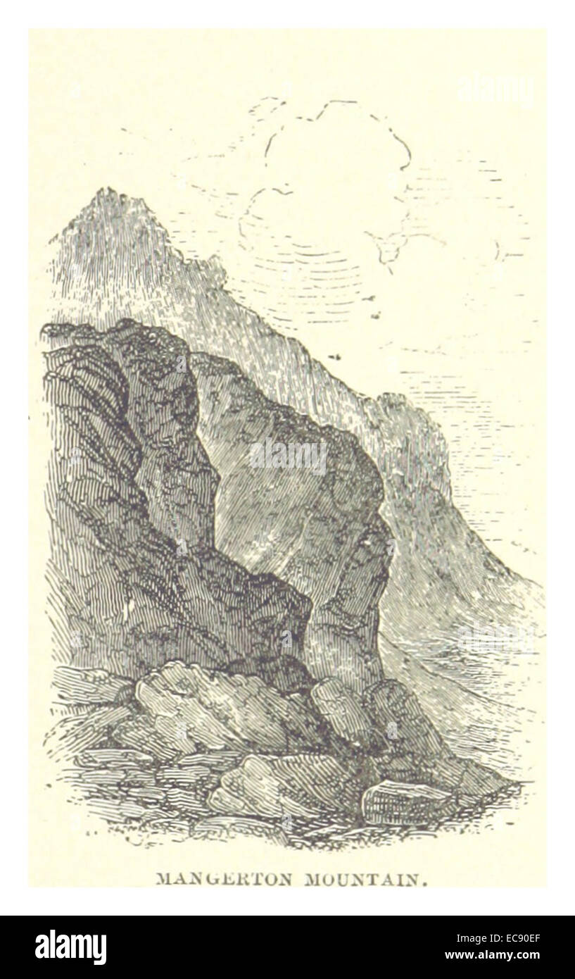 Un'illustrazione del 1891 da *French* raffigurante i Monti Mangerton, situati nella contea di Kerry, Irlanda. L'immagine evidenzia il terreno accidentato e la bellezza naturale della catena montuosa, che fa parte della più grande catena montuosa Macgillycuddy's Reeks, conosciuta per le sue imponenti vette e le viste panoramiche. Foto Stock