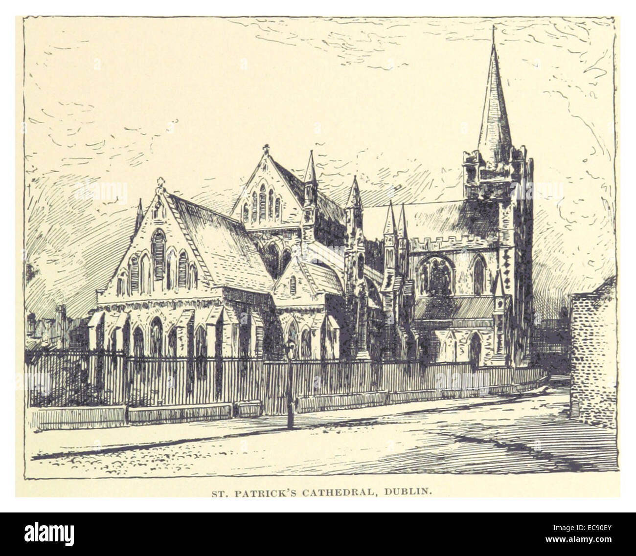 Questa illustrazione del 1891 in francese mostra *St. Patrick's Cathedral* a Dublino, Irlanda, che mette in risalto la sua grandezza architettonica e il suo significato storico. Foto Stock