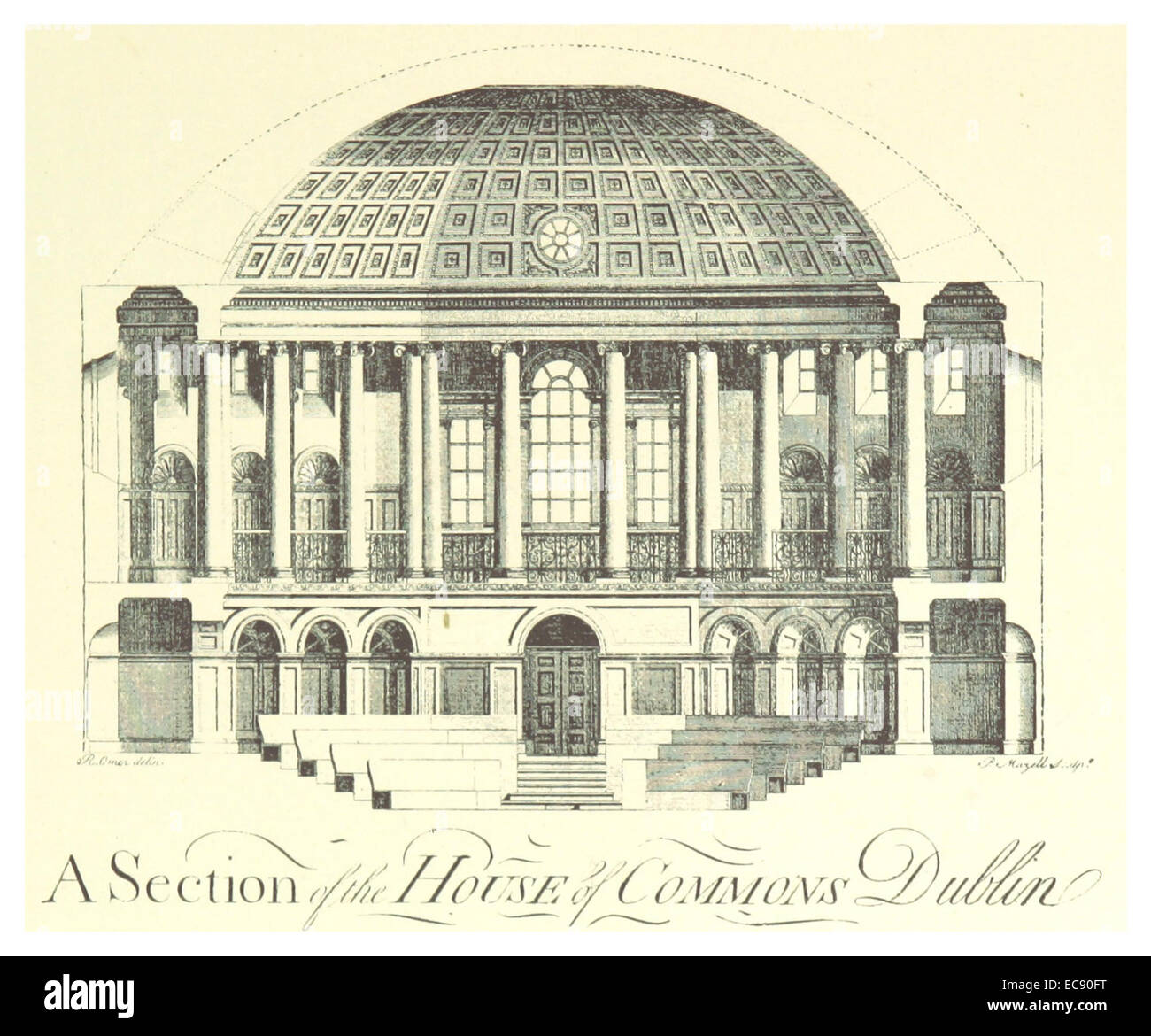 Questa illustrazione del 1896 di Gilbert raffigura una sezione della camera dei comuni di Dublino, mostrando i suoi dettagli architettonici e la sua disposizione. Offre uno sguardo alle camere legislative della fine del XIX secolo in Irlanda. Foto Stock