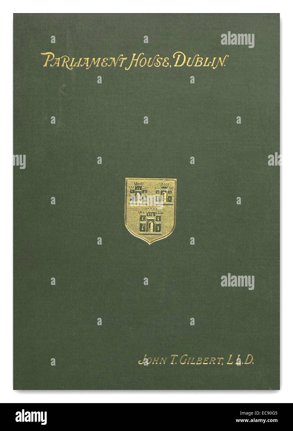 Questa illustrazione del 1896 di Gilbert mostra la sede del Parlamento a Dublino, Irlanda. Le opere d'arte evidenziano la grandezza architettonica dell'edificio, un simbolo chiave della storia politica irlandese. Foto Stock