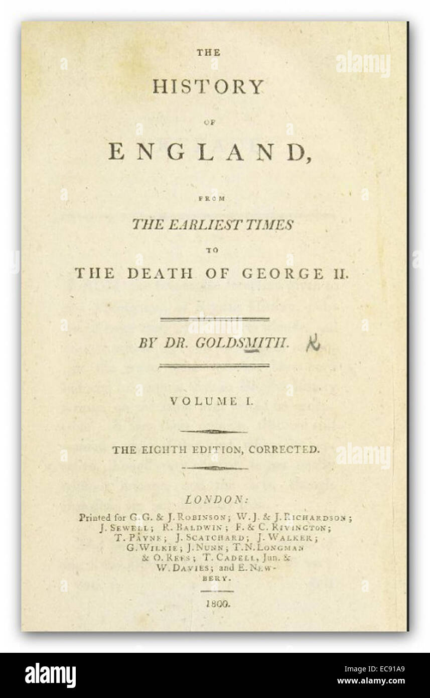 GOLDSMITH(1880) La storia dell'Inghilterra Vol.1 Foto Stock