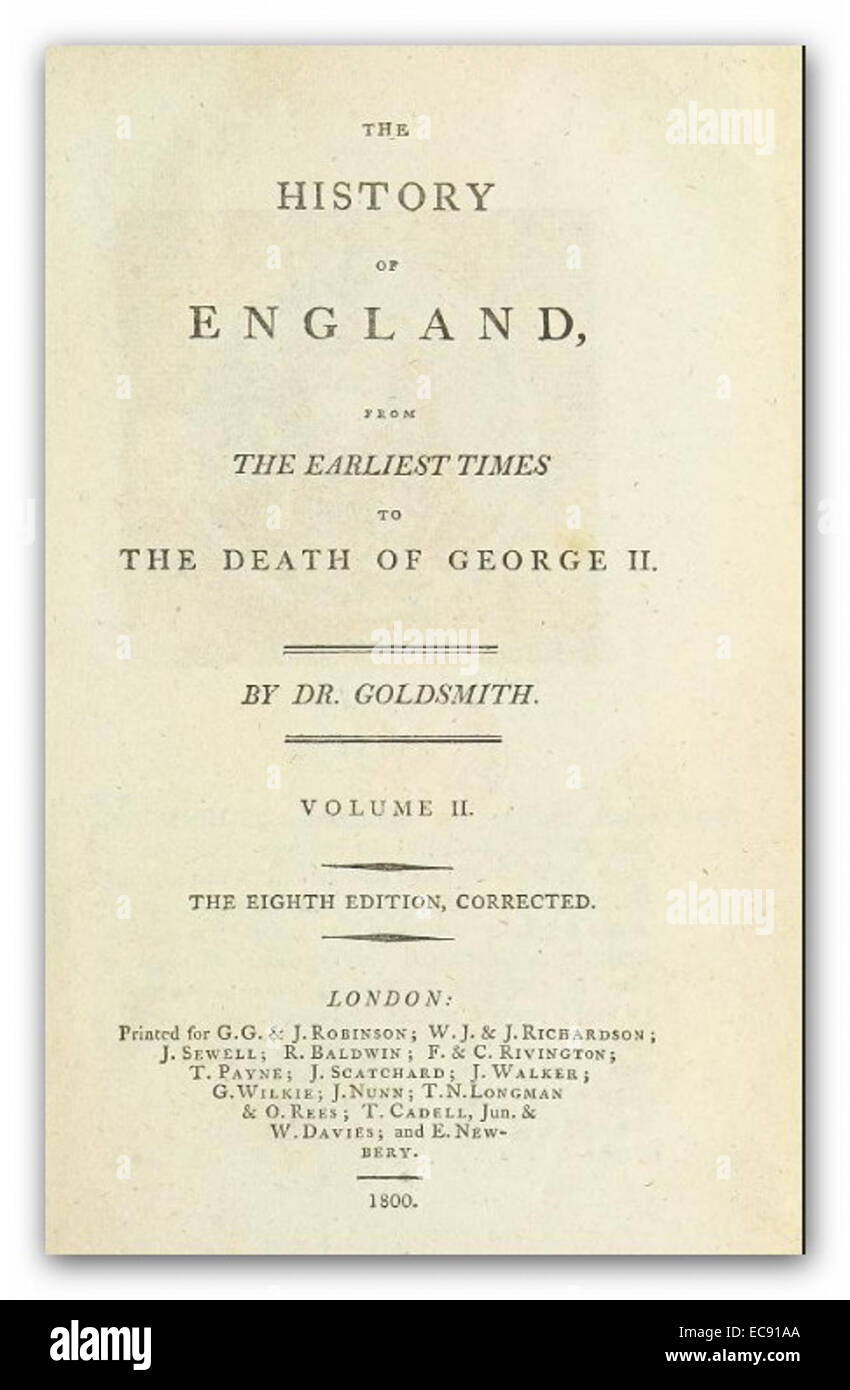 GOLDSMITH(1880) La storia dell'Inghilterra Vol.2 Foto Stock