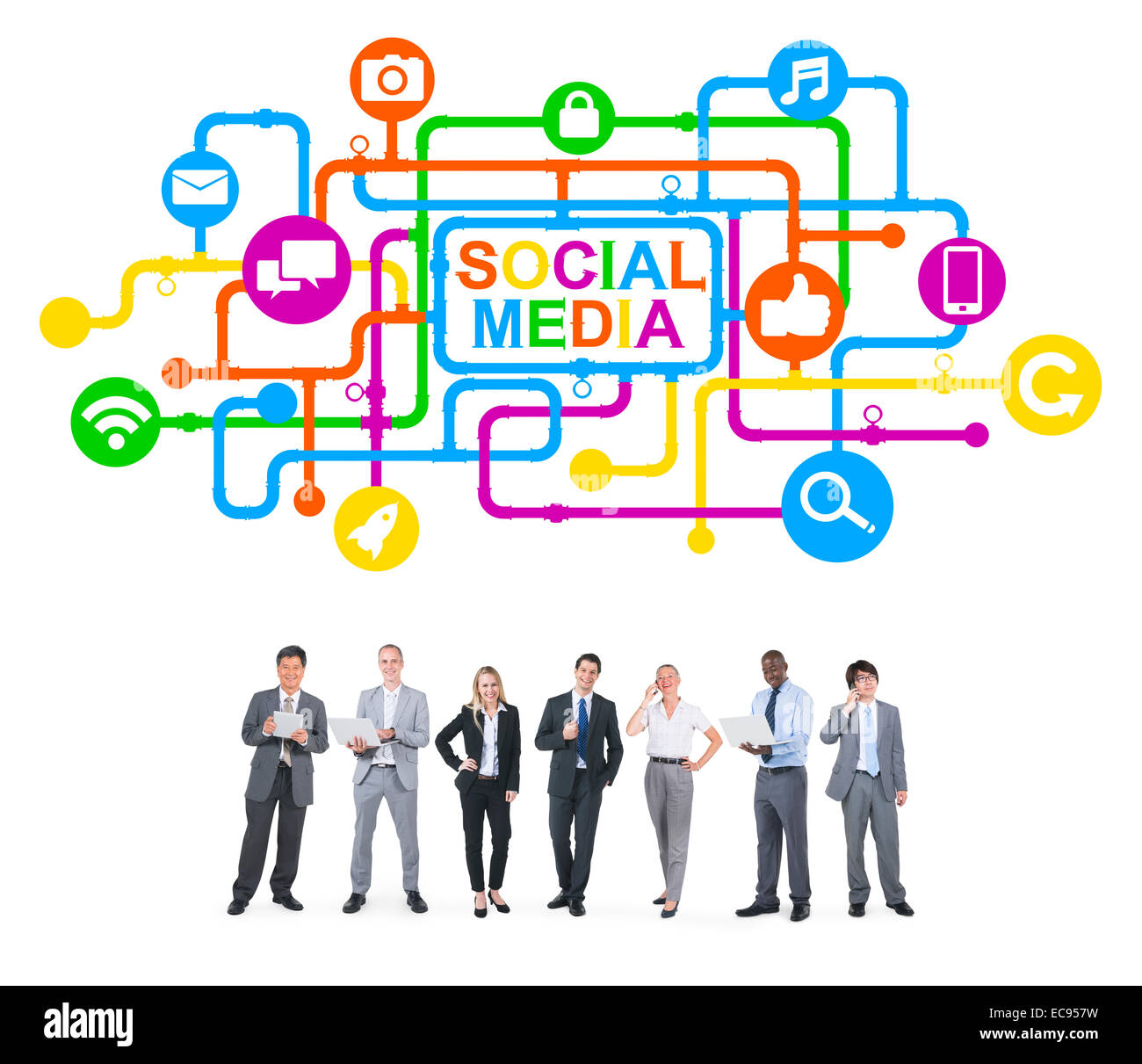 La gente di affari e Social Media concetti Foto Stock