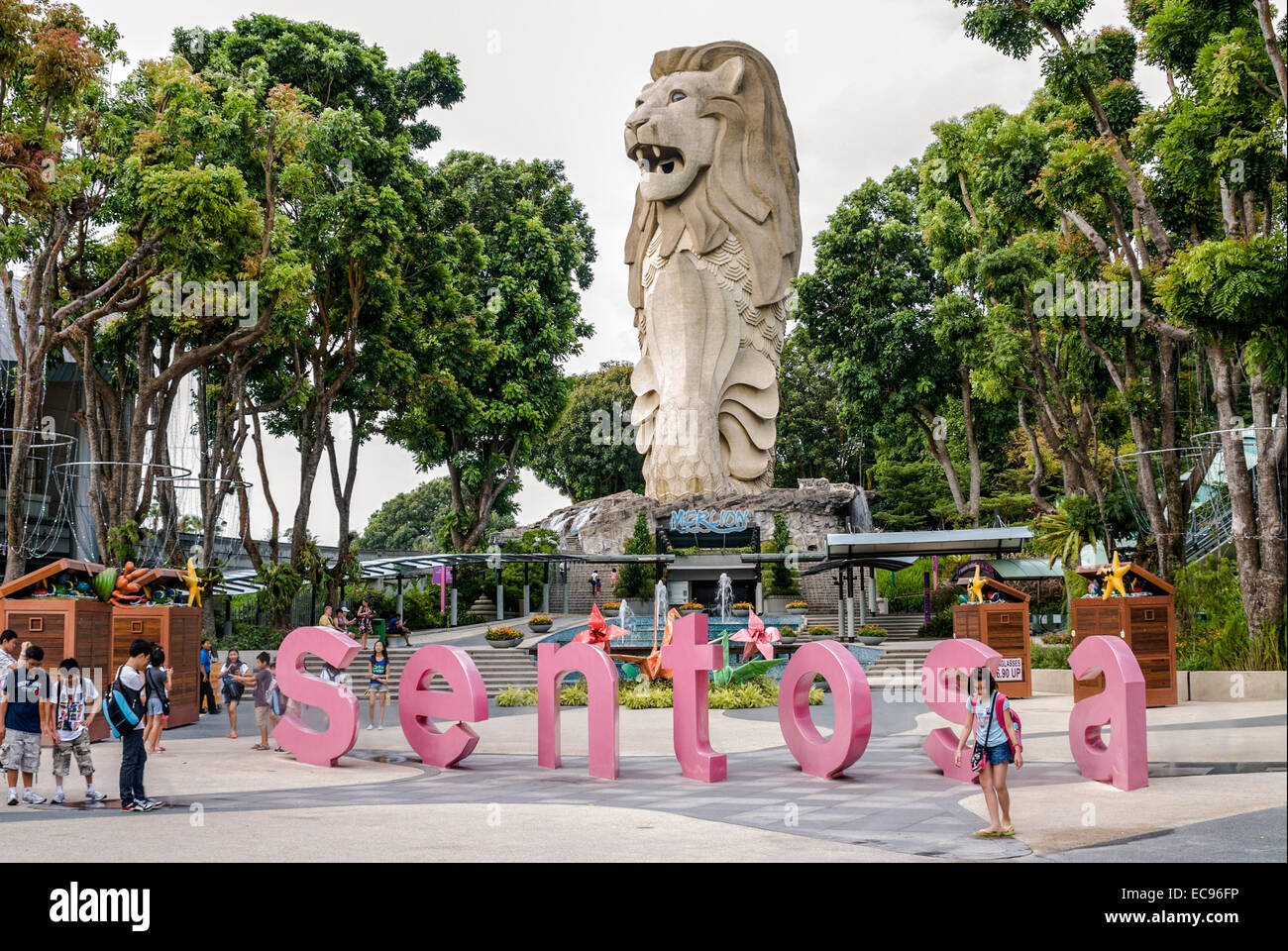 Visualizzazione a Sentosa Merlion, Singapore Foto Stock