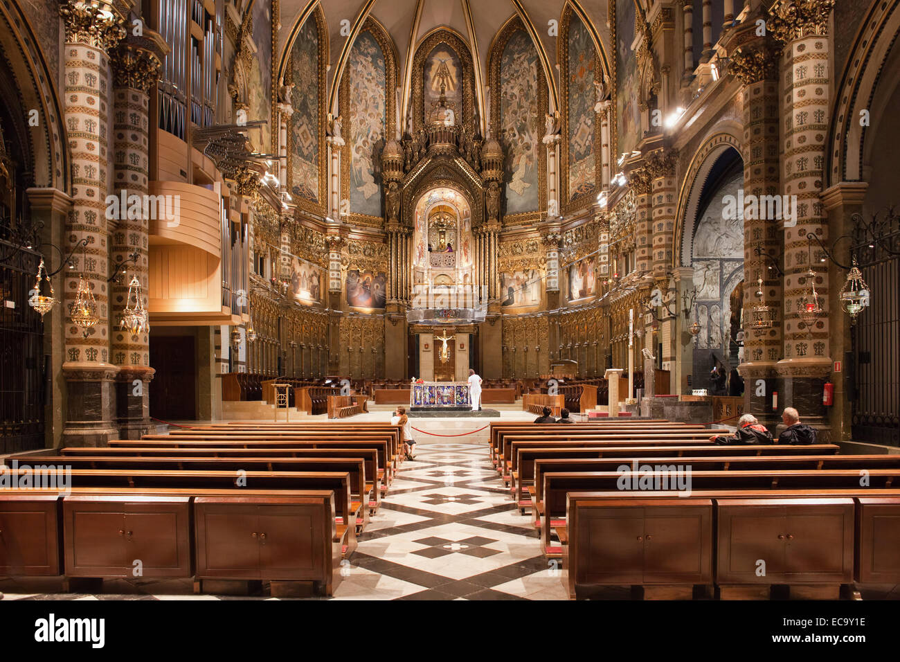 Basilica interno del Monastero di Montserrat in Catalogna, Spagna. Foto Stock