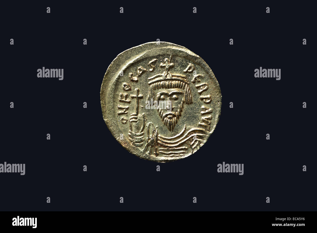 Gold solidus, imperatore bizantino Foca Foto Stock