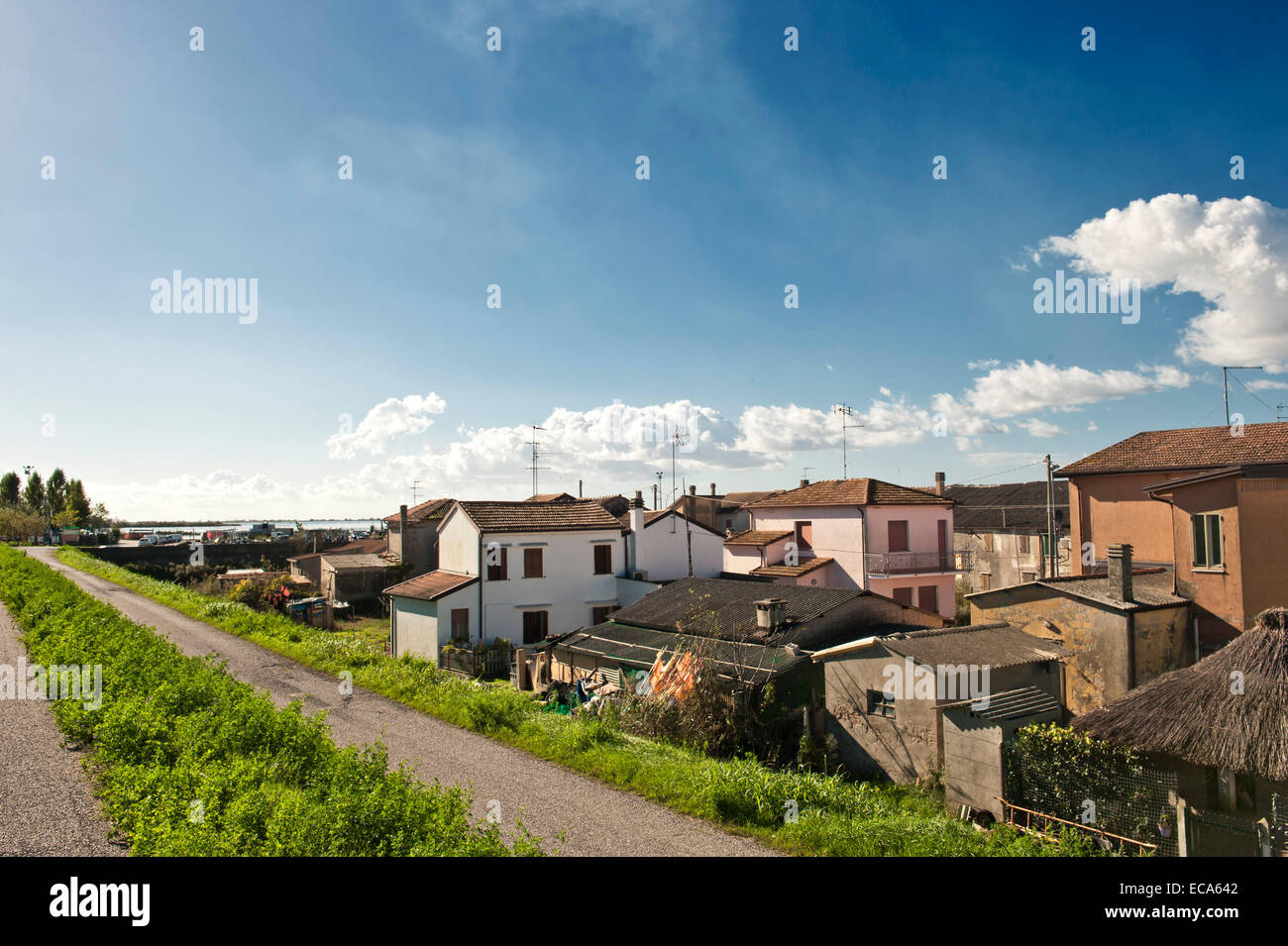 Townscape, Gorino, Delta del Po, il Delta del Po, Ferrara, Emilia Romagna, Italia Foto Stock