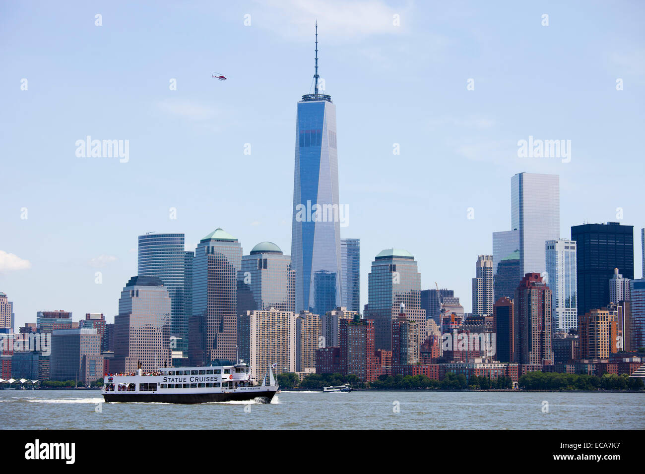 One world trade center, cityscape, grattacieli, dal quartiere finanziario di Manhattan, New York, USA, America Foto Stock