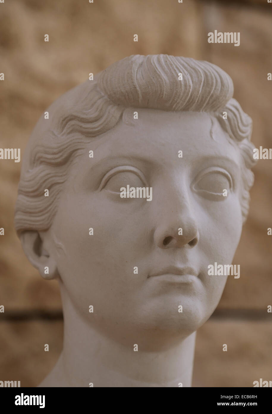 Busto di Livia (58 BC-29 AD). Moglie dell'imperatore Augusto. Copia. Museo dell'Ara Pacis, Roma, Italia Foto Stock