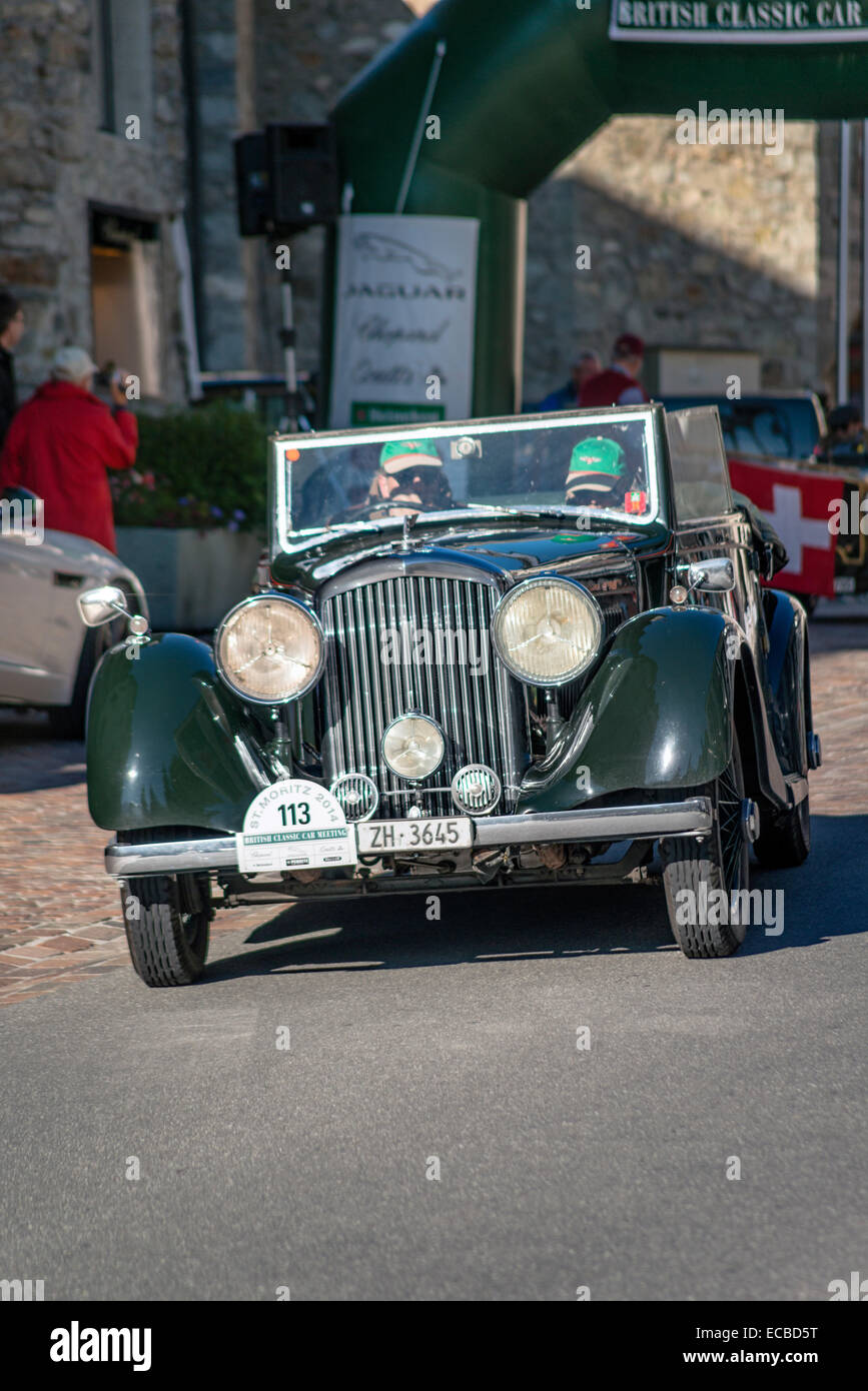 Rolls Royce auto d'epoca all'inizio annuo del British Classic Car Meeting 2014, St.Moritz, Svizzera. Foto Stock