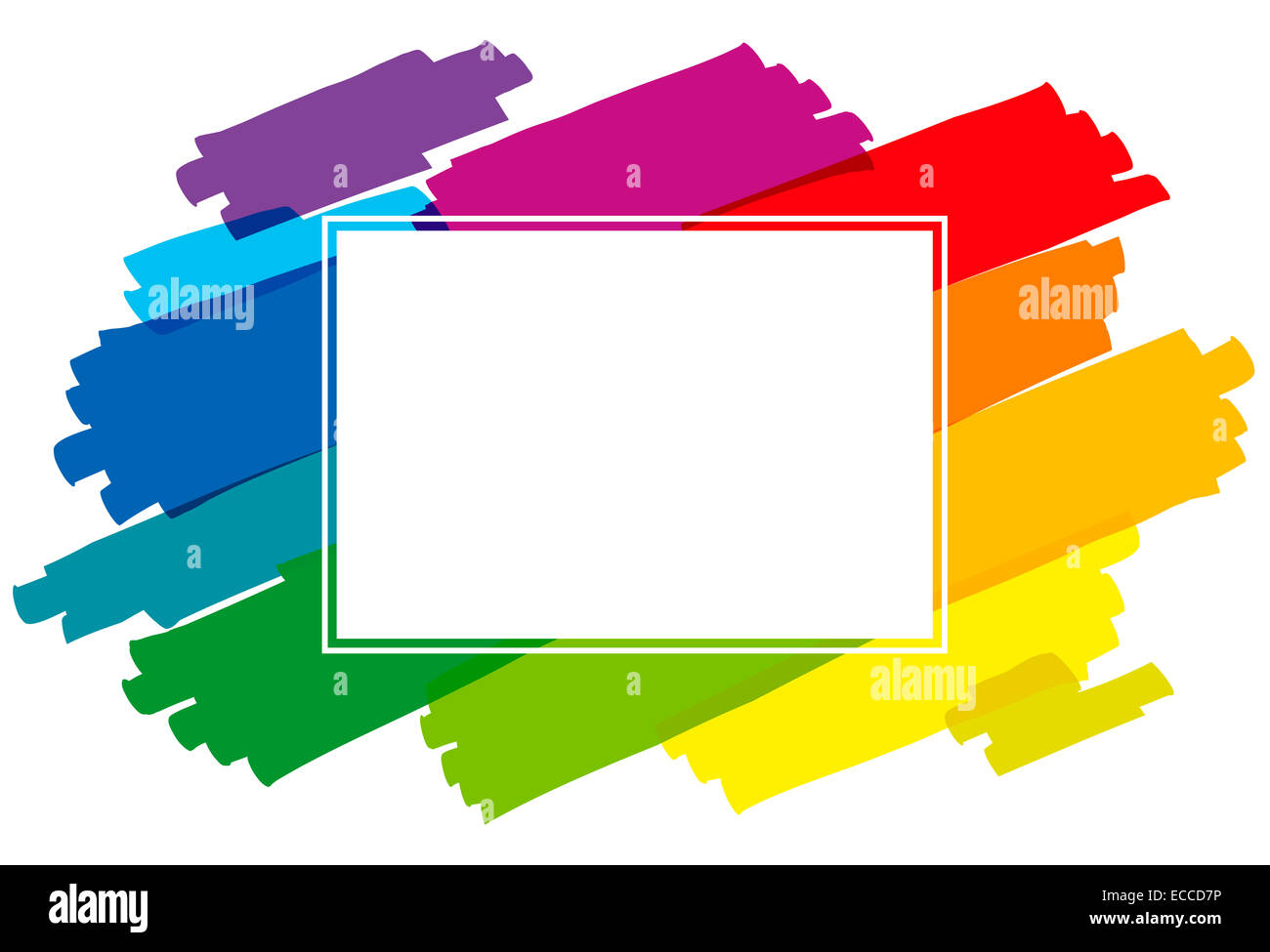 Color arcobaleno pennellate formando una variopinta cornice orizzontale. Foto Stock