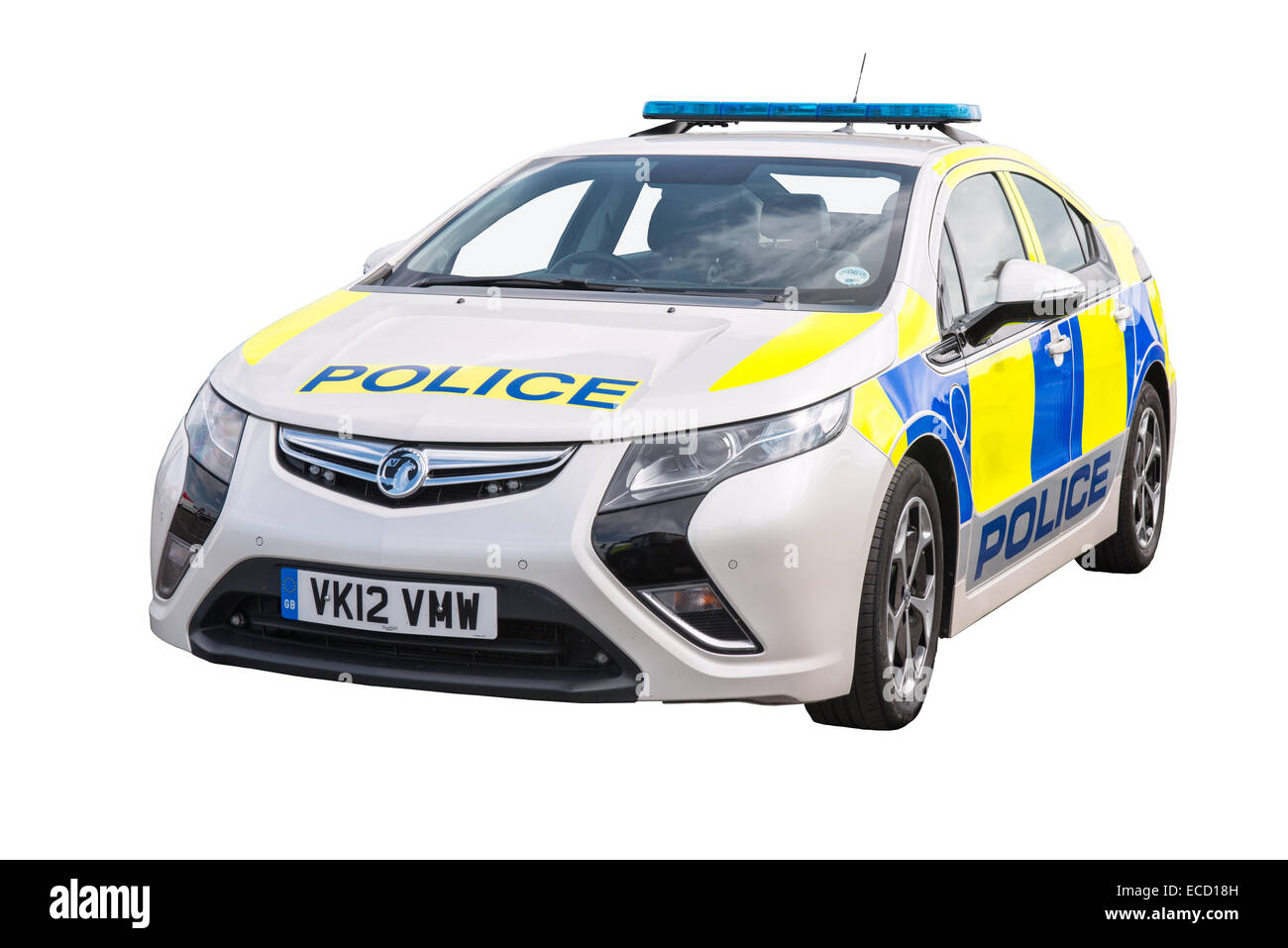 Un taglio al di fuori del British Vauxhall Ampera hybrid pattuglia di polizia Foto Stock