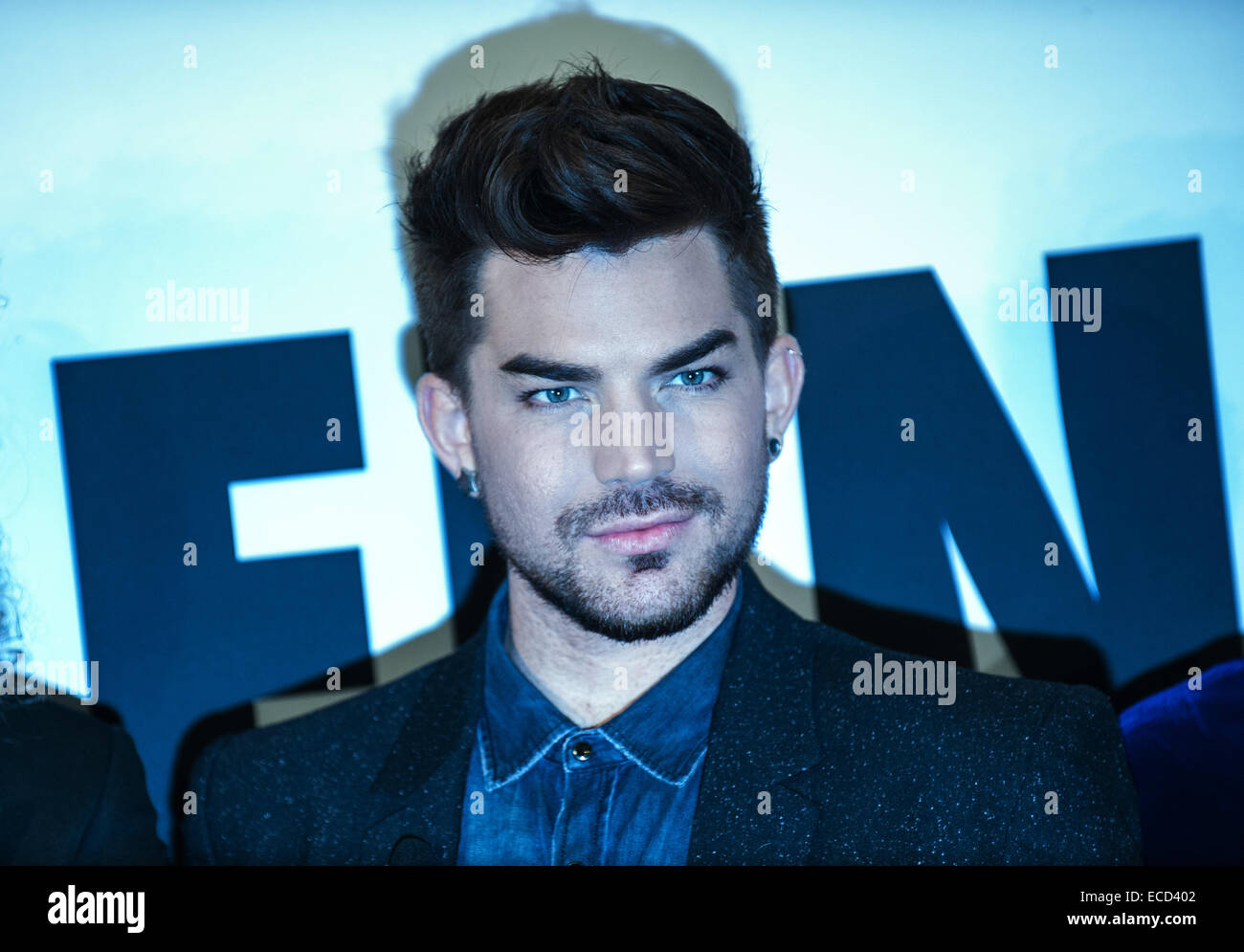 Cantante americano Adam Lambert pone a Berlino, Germania, 11 Decemebr 2014. Egli andrà in tour come il nuovo cantante della band britannica regina con i membri della band Brian May e Roger Taylor. Foto: PAOLO ZINKEN/dpa Foto Stock