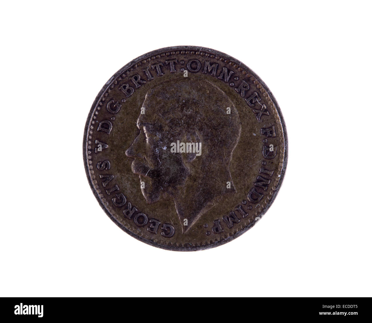 Vecchio British threepenny coin Foto Stock