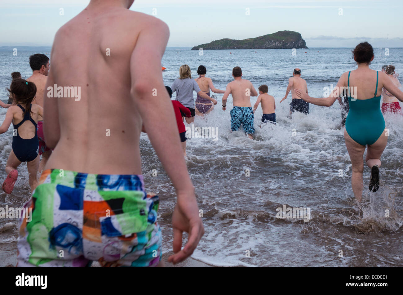 Loony Dook, 1 gennaio, a North Berwick, East Lothian Foto Stock