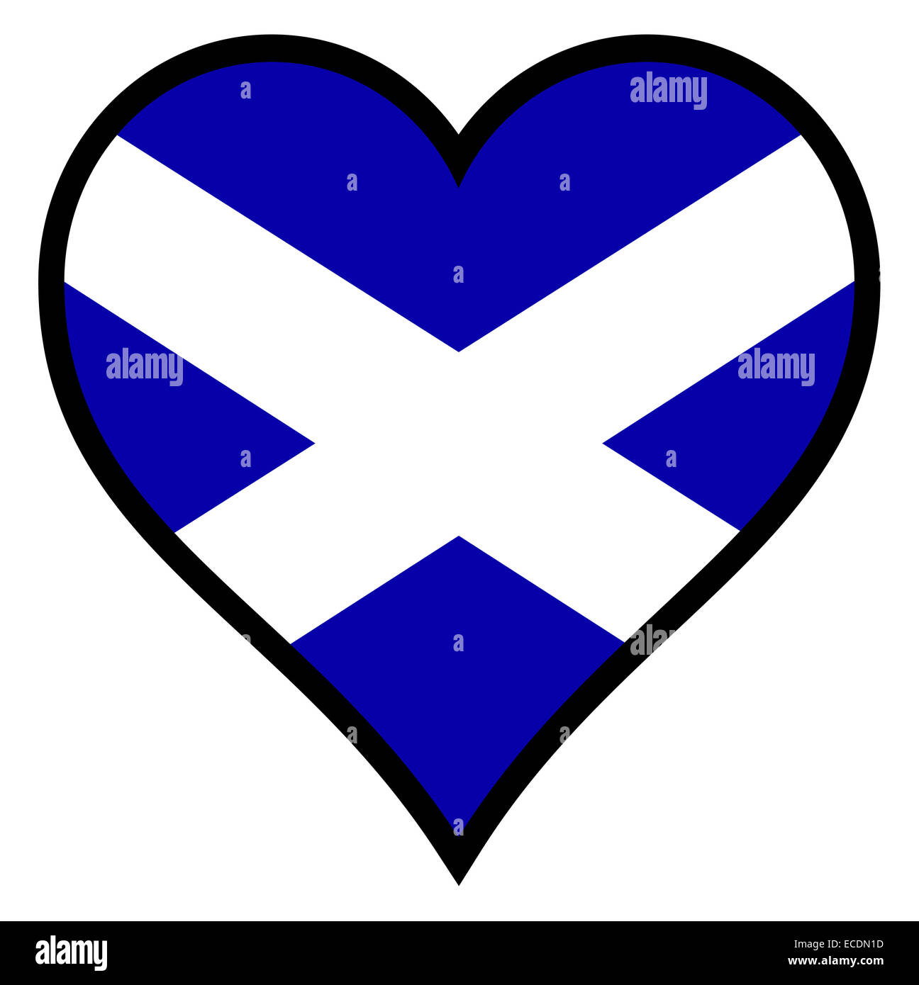 Bandiera scozzese entro un cuore tutti su uno sfondo bianco Foto Stock
