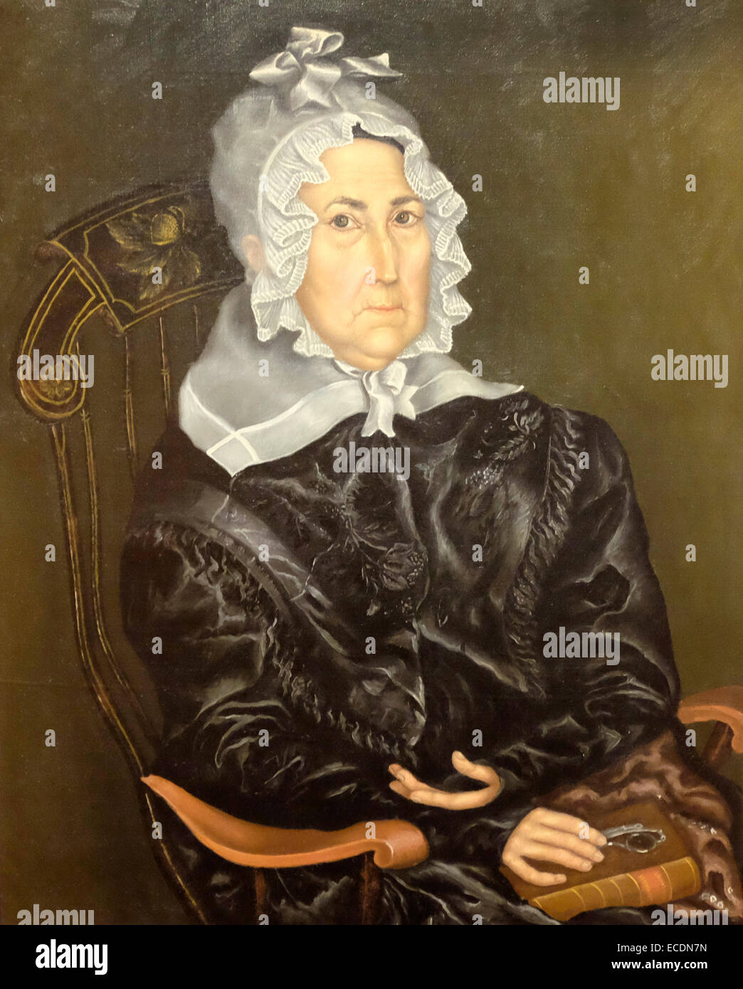 Ritratto di una donna del XIX secolo da un misterioso artista americano Foto Stock