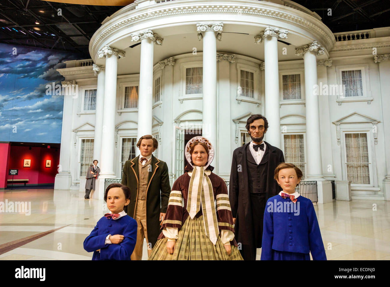 Springfield Illinois, Abraham Lincoln Presidential Museum, interno, statue a grandezza naturale, Mary Todd, The White House, IL140903070 Foto Stock