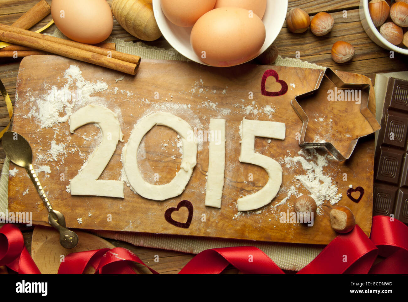 2015 Anno nuovo sfondo di cottura Foto Stock