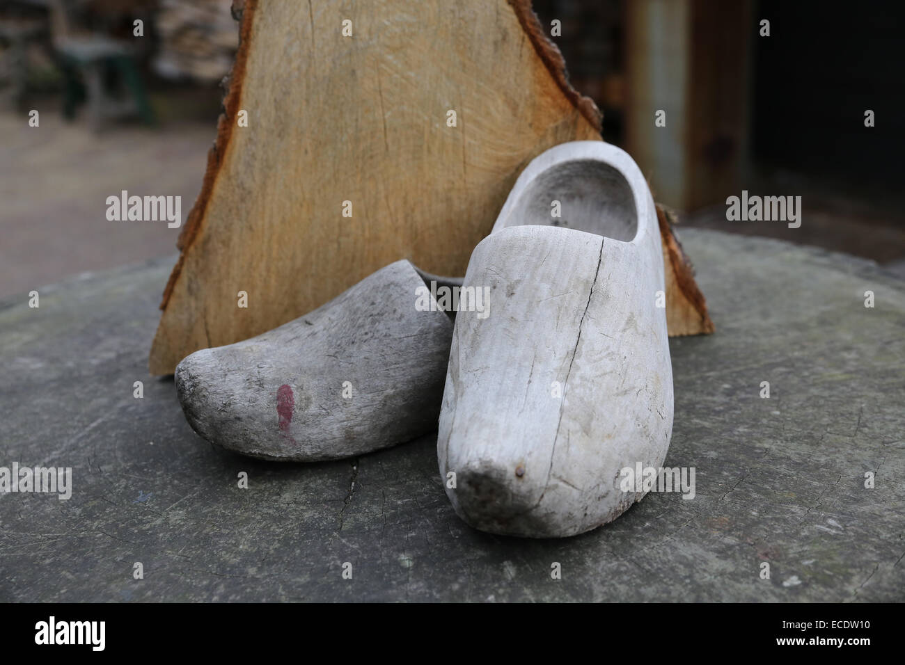 Pattino di legno olandese intasare incompiuta materie Foto Stock