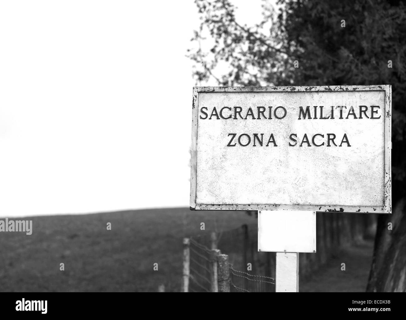 Sign in italiano War Memorial in Asiagio in Italia Foto Stock