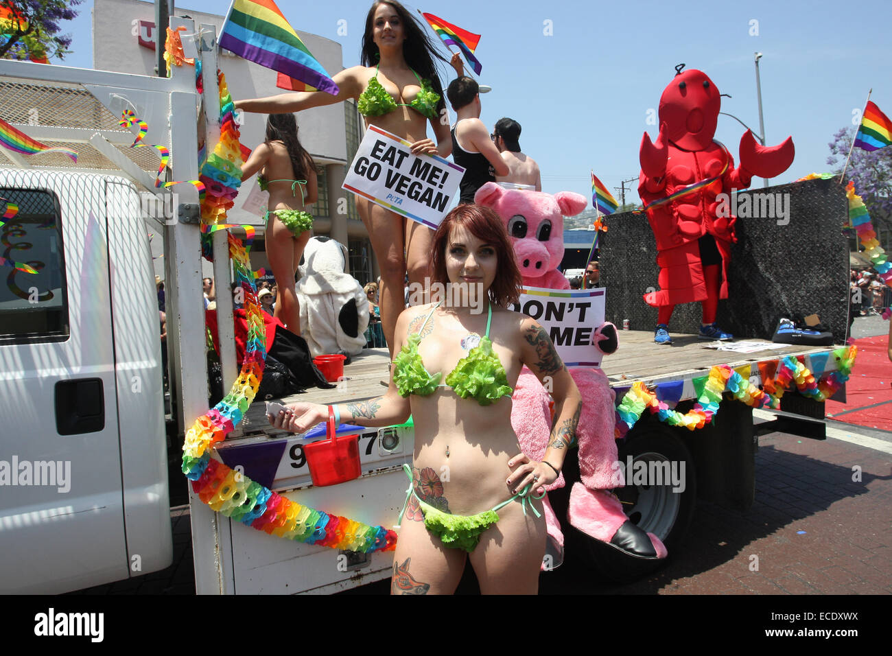 West Hollywood Gay Pride Parade dotate: atmosfera dove: West Hollywood, California, Stati Uniti quando: 09 Giu 2014 Foto Stock